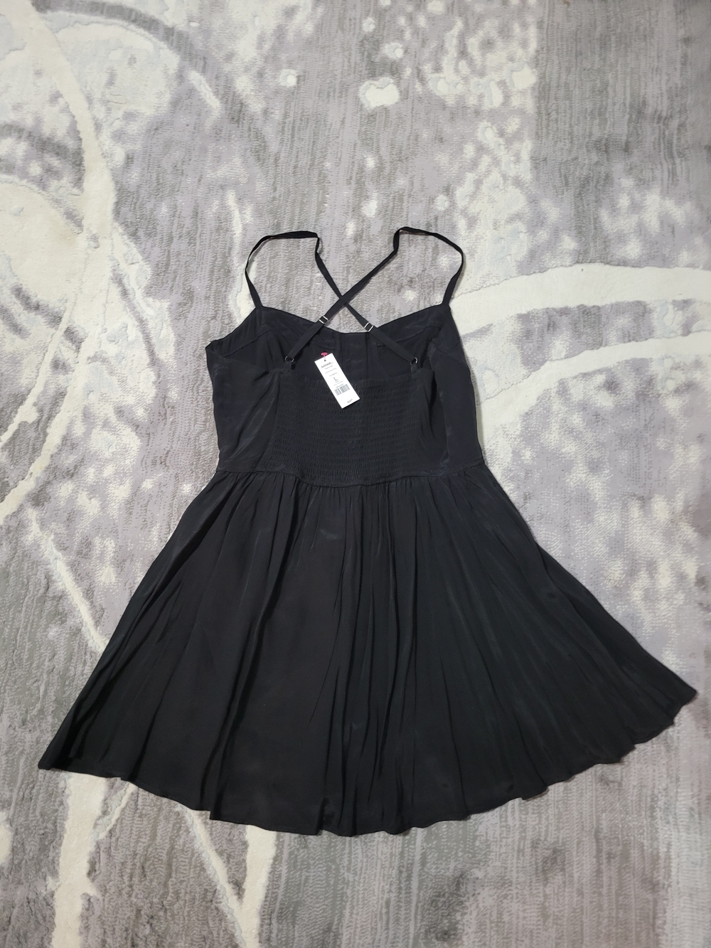 Brand New Garage Black Button-Front Mini Dress with Crisscross Straps Size L - Picture 4 of 5
